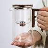 Glass Teapot Water Separation Wooden Handle Glass Teapot with Infuser Drip-Free Spout Tea Pot for Tea Brewing