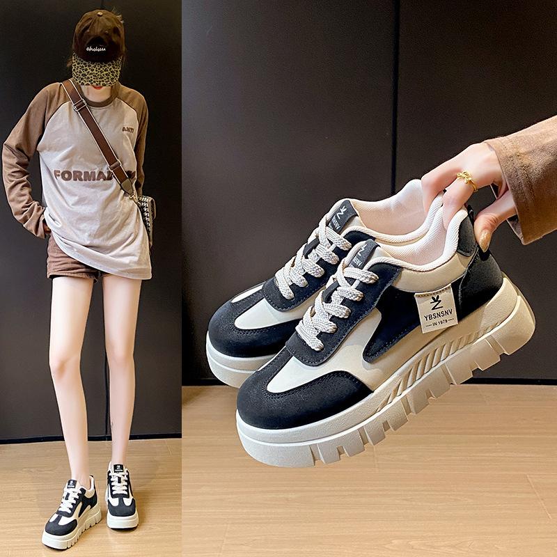 Кроссовки на толстой платформе для женщин, повседневная нескользящая обувь для ходьбы, удобные теннисные кроссовки из искусственной кожи, женские легкие спортивные туфли на шнуровке