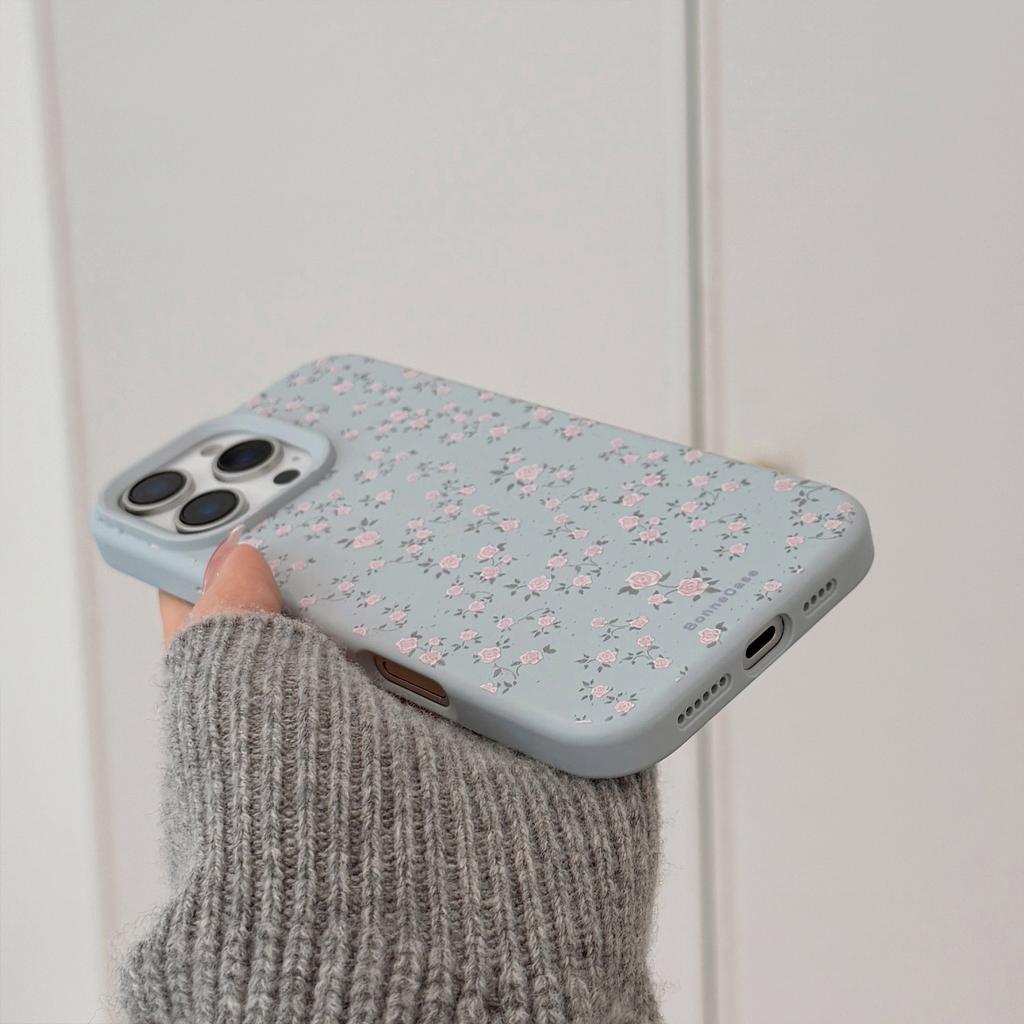 Blue rose flower case suitable for Apple 16, 17 Pro Max, fresh and simple style, iPhone 14, early spring, 13 silicone, 11