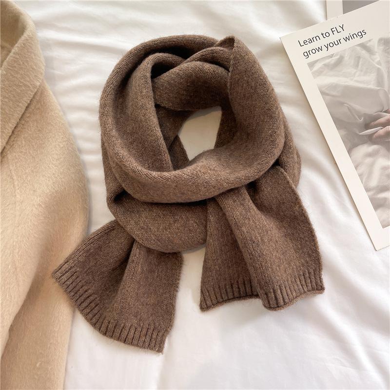 2024 Autumn And Winter New Knitted Scarf Solid Color Versatile Warm Scarf Long Candy Color Bright