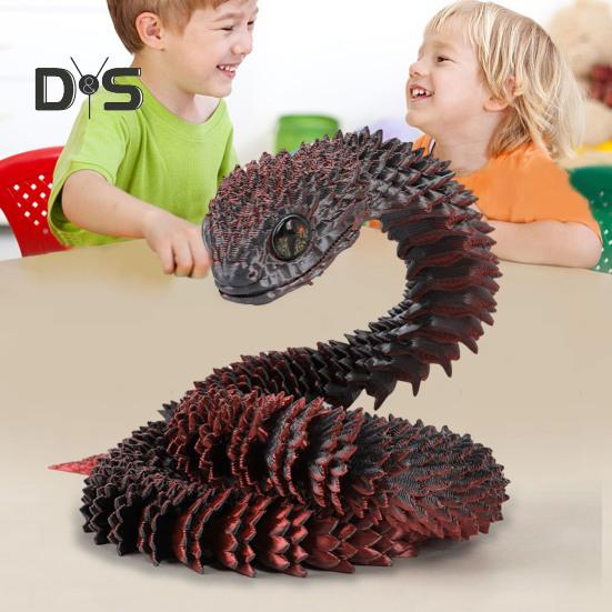 3D Printed Animals Articulated Simulated Snake Stress Relief Toys Realistic Flexible Snake Fidget Toy Tabletop Ornament for Kids Adults