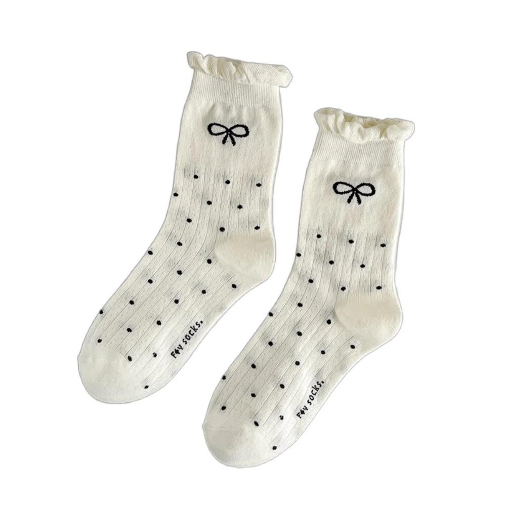 Ballet Style Tube Socks Spring/summer Mid Tube Socks Ins Bow Stacked Socks