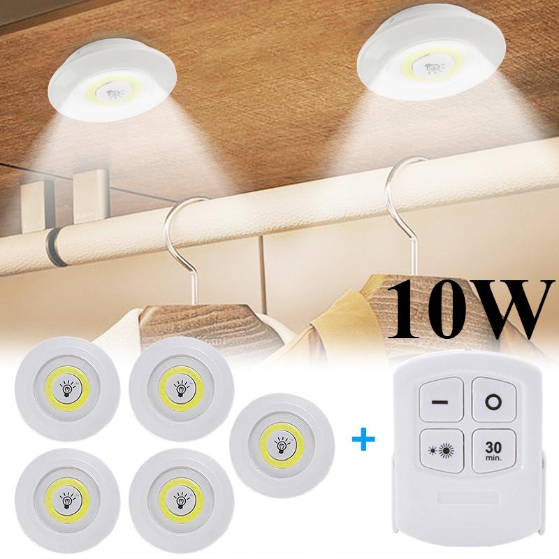 10W LED Under Counter Lights COB Light Battery Powered with Remote Control for Under Cabinet Closet Bedroom Kitchen Lighting