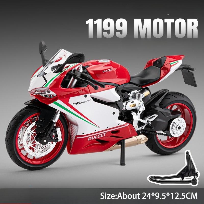 Scale 1:9 1199 V4S Motorcycle Car Model Toy Linkage Wheel Steering Shock Absorption Motorbikes Models Toys Kids Presents