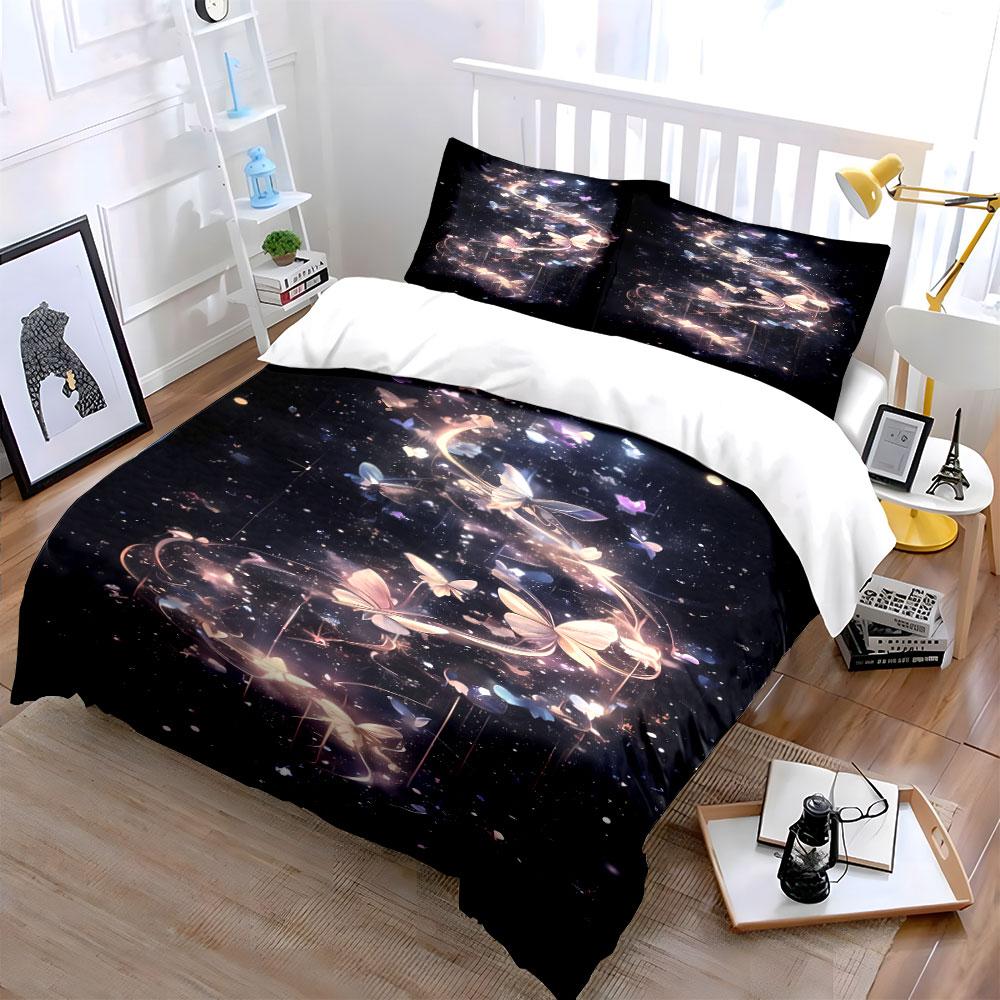 Butterflies with glowing trails. Bedding sets Duvet cover sets Duvet covers Pillowcases(1*Duvet Cover 2*Pillowcases without duvet insert)