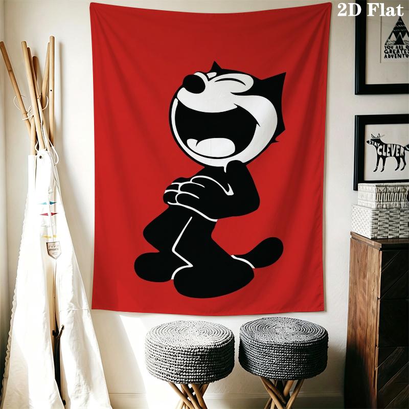 felix the cat Wall Tapestry Aesthetic Wall Hanging Printed Fabric Blanket Decorative Tapestries for Bedroom Living Room Home Decor