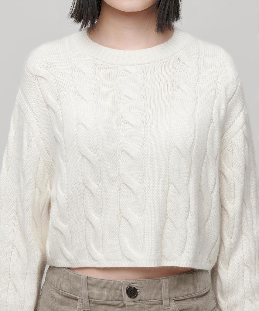 MUSINSA STANDARD WOMAN Women'S Angora Blend Cable Crop Knit [Ivory]