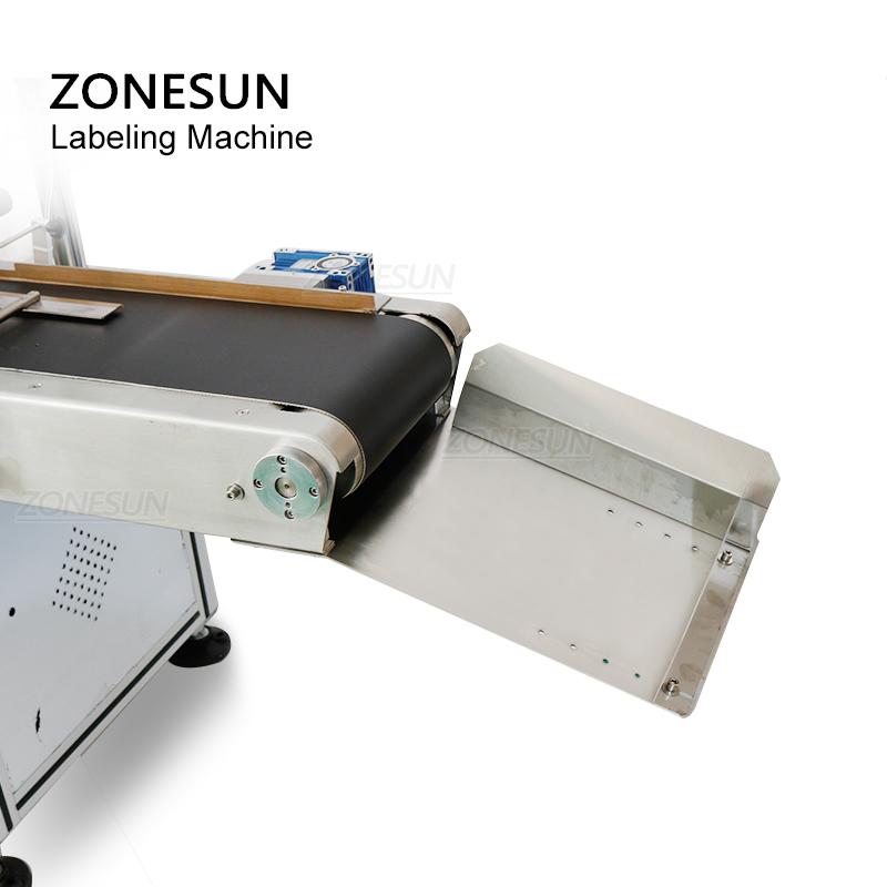ZONESUN ZS-TB831B Double Heads Automatic Flat Surface Labeling Machine Mylar Bag Card Carton Box Sticker Labeler Applicator 60pm