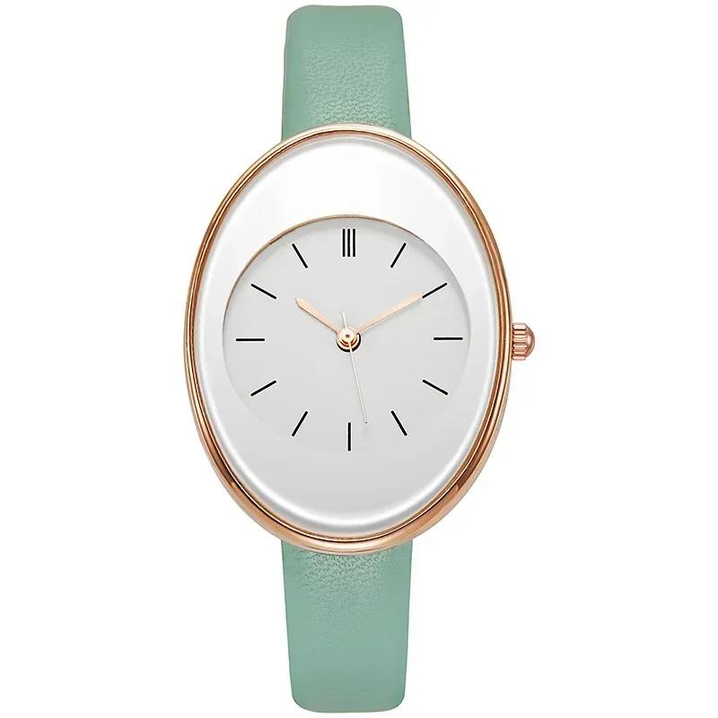 Minimalist Oval Women Watches Simple Elegant Ladies Wrist Watch Quartz Leather Female Clock Reloj Mujer Relogio No Bracelet