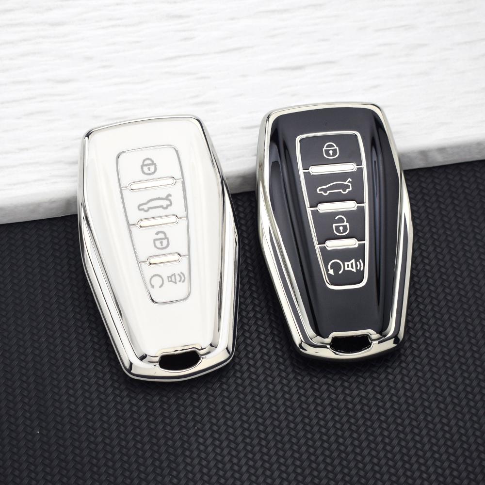 Чехол для автомобильного ключа для Geely Coolray Atlas Boyue Nl3 Emgrand X7 Ex7 Gt Gc9 Borui Мягкий ТПУ Держатель для защиты ключа Набор брелоков