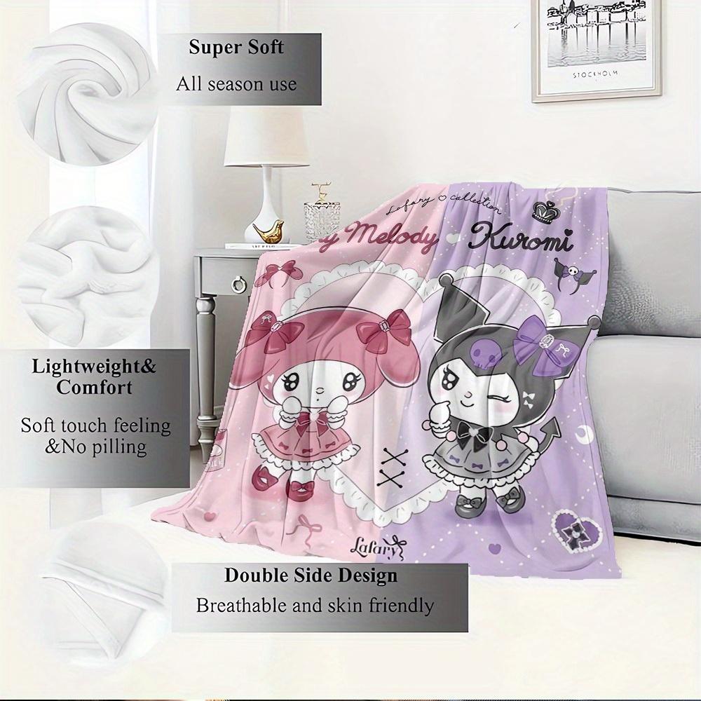 1pc My Melody and Kuromi Collaboration Home Decor Blanket - Seasonal universal cozy washable gift for all ages, perfect for all families, mu