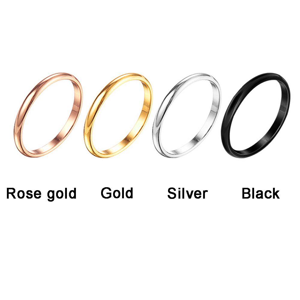 Women Girl Size 3-10 Party Jewelry 2MM Thin Ring Stainless Steel Plain Band Finger Knuckle