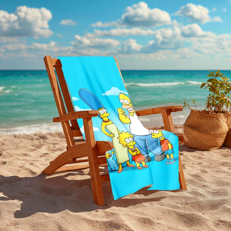 1Pc Simpson Family Portrait Beach Towel, Quick Dry, Multi-Use for Beach Pool Gym Yoga Home Travel, Christmas, Halloween, Xmas Gift S831