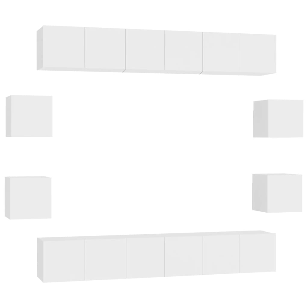 10 piece TV cabinet set white particleboard