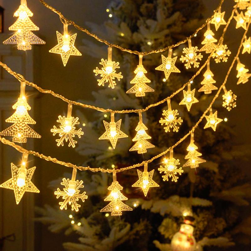 Водонепроницаемые солнечные гирлянды в виде снежинок, уличные гирлянды с 8 режимами для рождественской елки, рождественской вечеринки, домашнего украшения