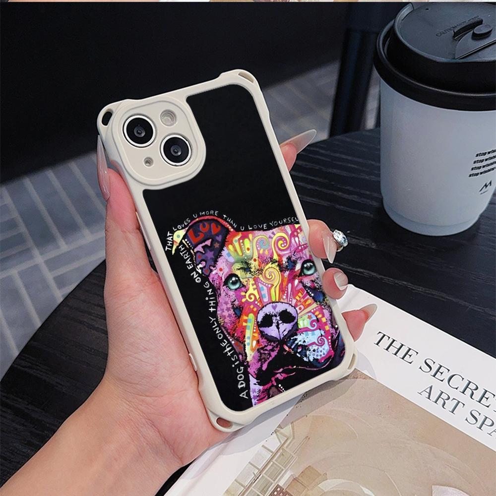 Чехлы для телефонов Ae76 Dog Color Doodle Design Soft для iPhone 16 15 14 13 12 11 Pro Max 8 Plus XR с ремешком на запястье, защитным шнурком для углов, задняя крышка