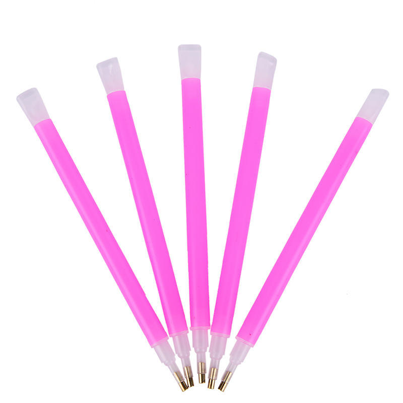5Pcs/Set Dual-Ended Nail Art Gem Picker Pink Dotting Pen Manicure