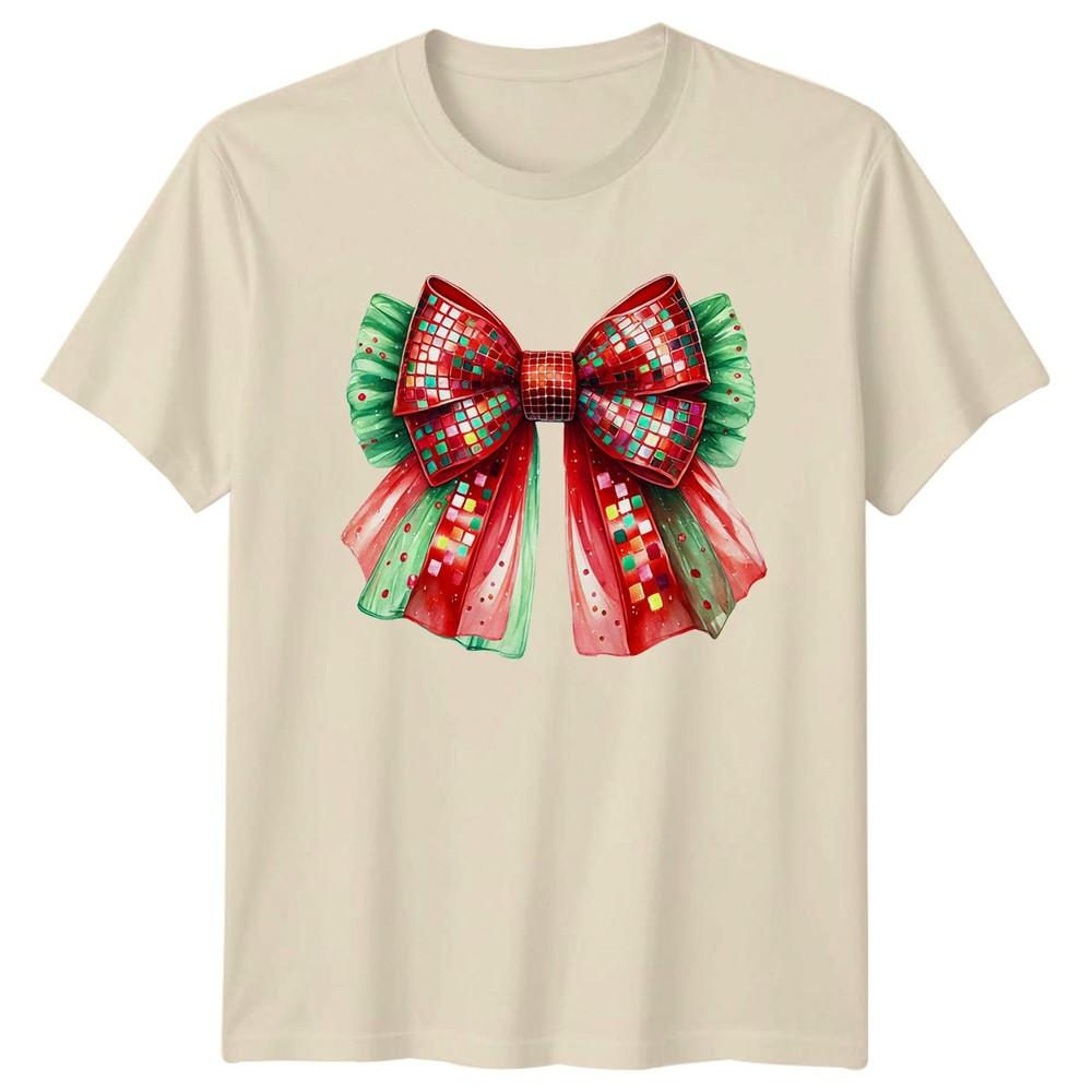 Festive Christmas Bow Holidays Unisexs TShirt Unisexs Tee Graphic Unisex Top