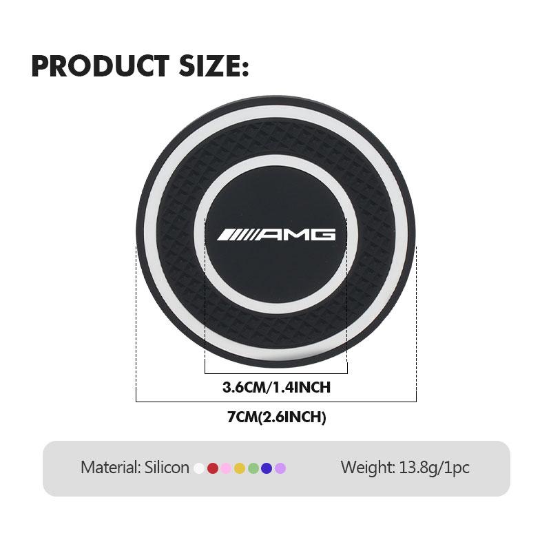 BLZ3   2pcs Car Logo Water Cup Pad Drink Coaster Holder Anti-slip Mat For Mercedes Benz AMG A B C E S G Class W201 W210 W108 W205 W203