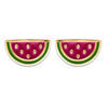 [R7472] - Golden Red 'Watermelon' Gold Plated Earrings - 8x5 Mm