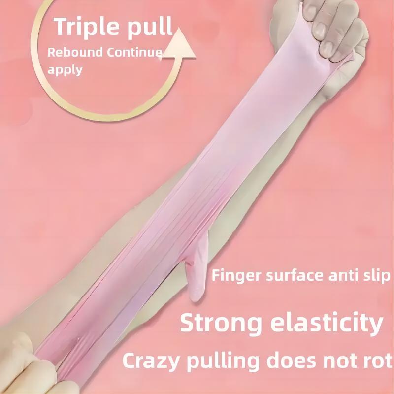 30pcs Food Grade High Elasticity Protection 12Inches Disposable Multipurpose Nitrile Gloves Waterproof Pink Nitrile Gloves