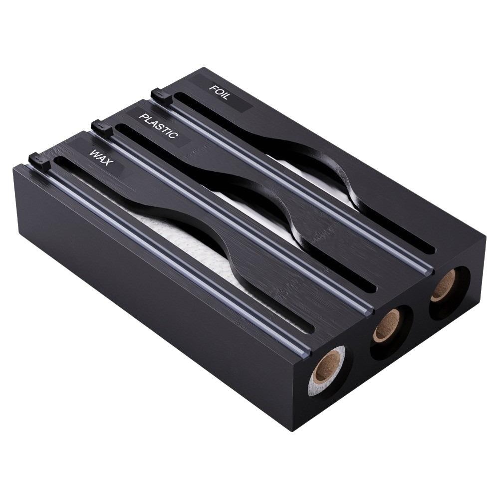 Bamboo Cling Film Cutter Box Wall Mounted Refillable Plastic Wrap Cutter Box 2 /3 Grids Minimalist Tin Foil Cutter Restaurants