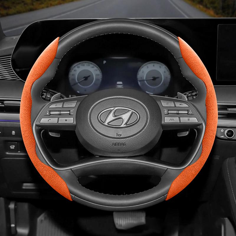 Подходит для Hyundai Нескользящая Пряжка Сегментированная Замшевая Накладка на Руль I30 Tucson I20 Accent I10 I40 Kona Ix35 Grand Elantra Solaris Creta Getz