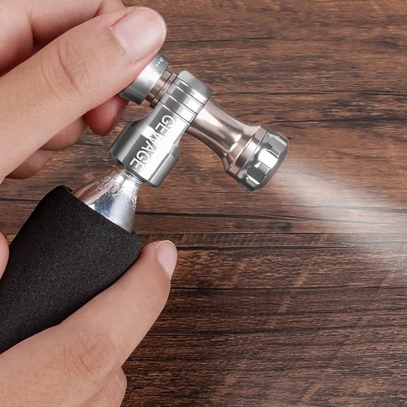 AEB0-For GEWAGE CO2 Bike Tire Inflator Presta & Schrader Valve Compatible For Bike Tire Silver