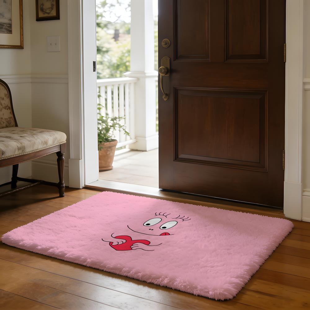 Floor Mat Soft Flannel Rug Non Slip Absorbent Mat for Bathroom Bedroom Home Decor Kwaii Anime B BarbapapaS