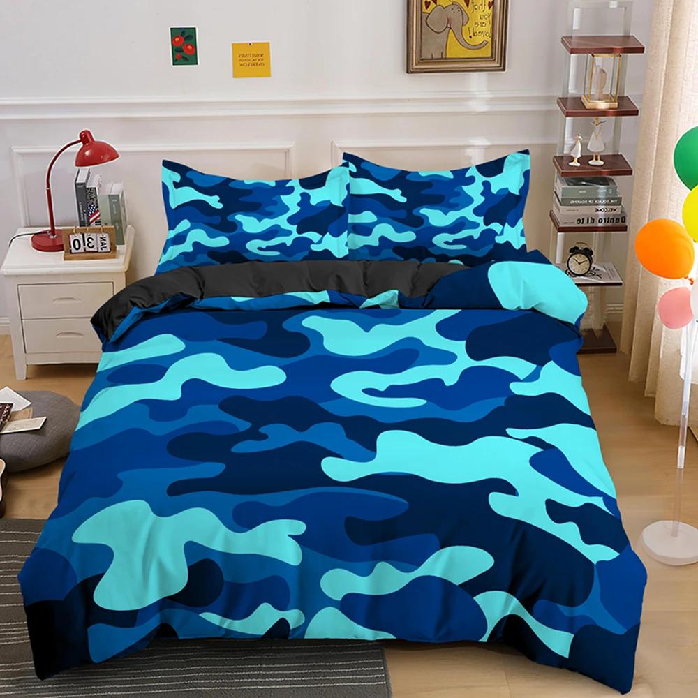 Camouflage Bedding Set Boy Teen Kids Abstract Duvet Cover with Pillowcase King Queen Twin Size Polyester Comforter Cover 2/3Pcs