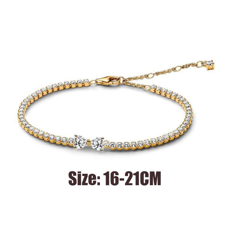 925 silver women's bracelet with adjustable bow, heart-shaped zircon bracelet, fashionable DIY jewelry gift