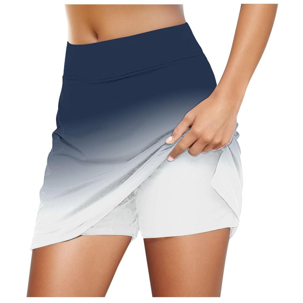 Женские эластичные брюки для йоги, спортивная юбка для гольфа, шорты с градиентным принтом, легкие узкие джоггеры с высокой талией