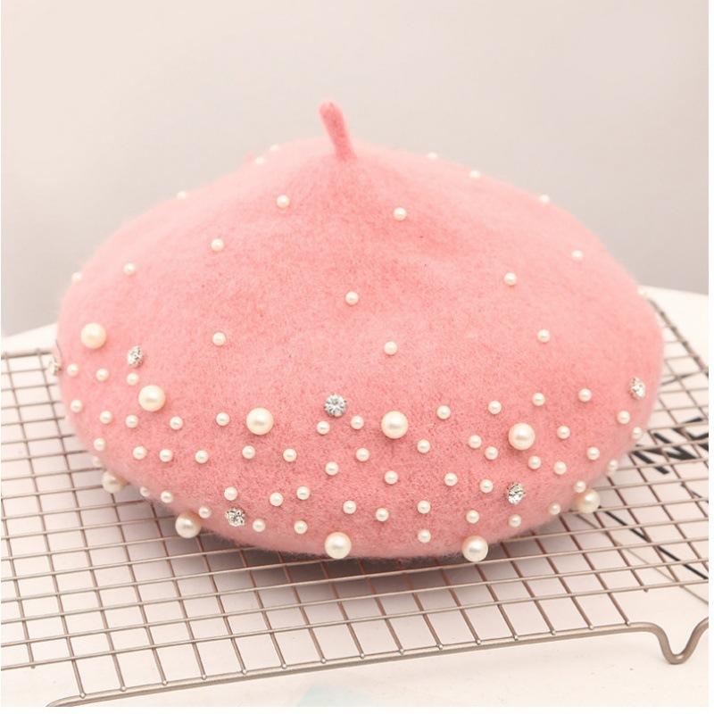 Берет из жемчужной шерсти женский зимний британский ретро шерстяной восьмиугольный берет универсальная шляпа-тыква