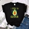 I Konw I'm Extra Funny Avocado Cartoon Print T-shirt Womes Casual Plus Size Soft Snug Tos Female Kawaii Skin-friendly Loose Tees