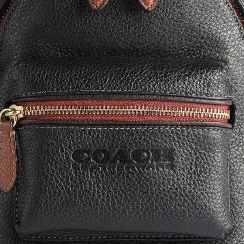 Coach Charter 18 Color Block Zip Leather Backpack Unisex Backpacks Brown Black C5286-B4M2