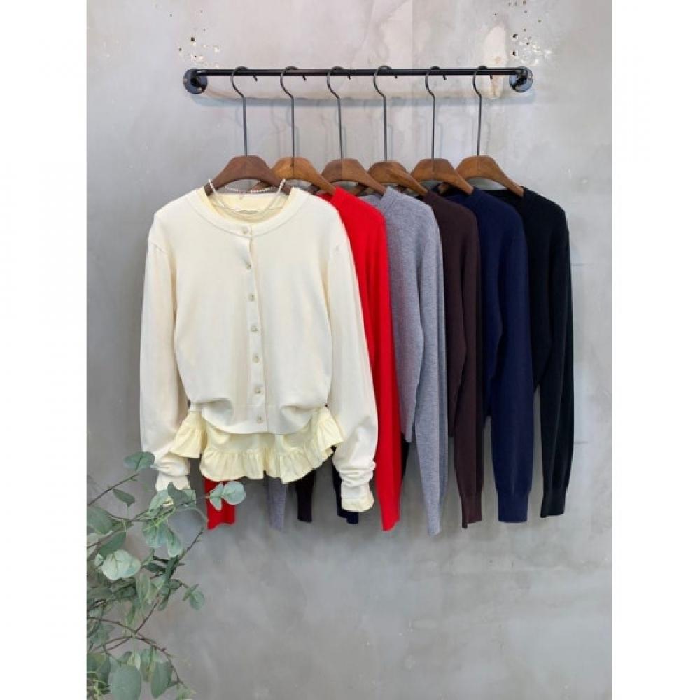 C S In The Room Women baSiC Round neCk Long Sleeve Knit Cardigan 6Color