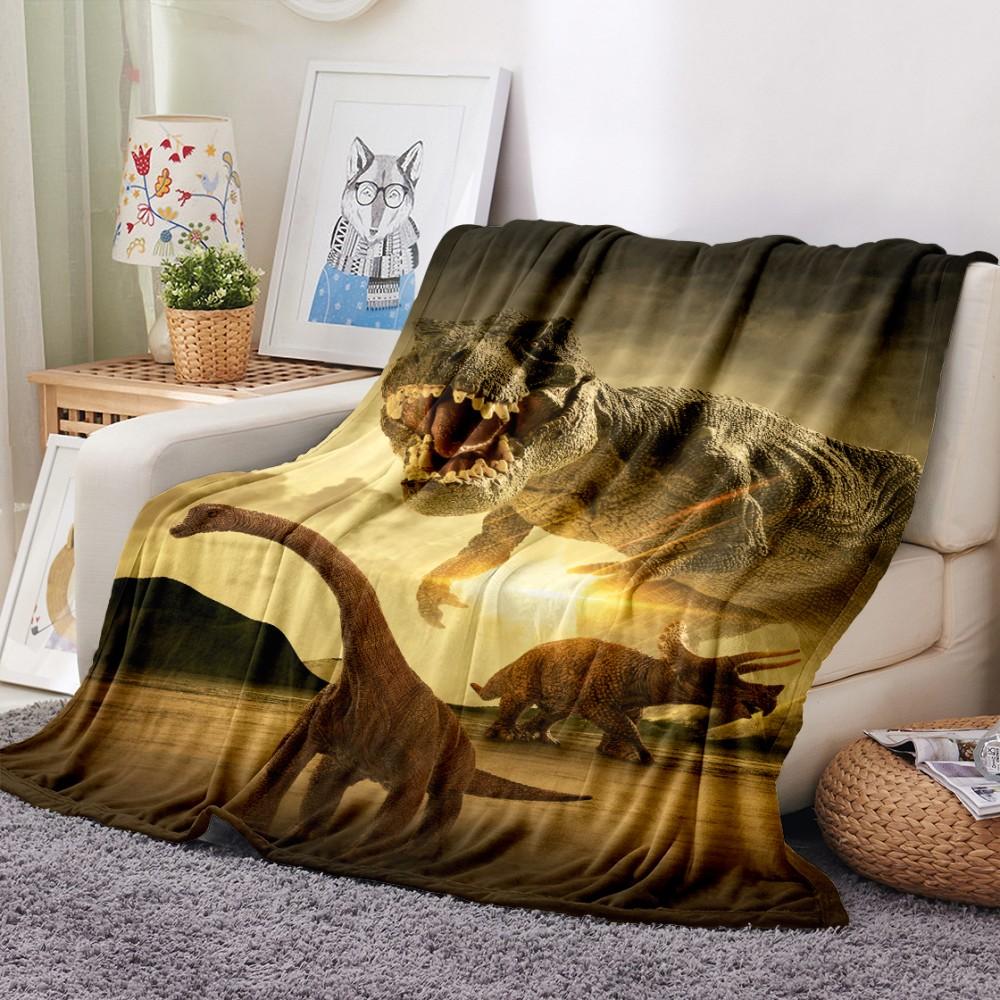 Cartoon Dinosaur Throw Blanket Soft Flannel Blanket for Chair Travelling Camping Kids Adults Bed Couch Cover Winter Nap Blanket
