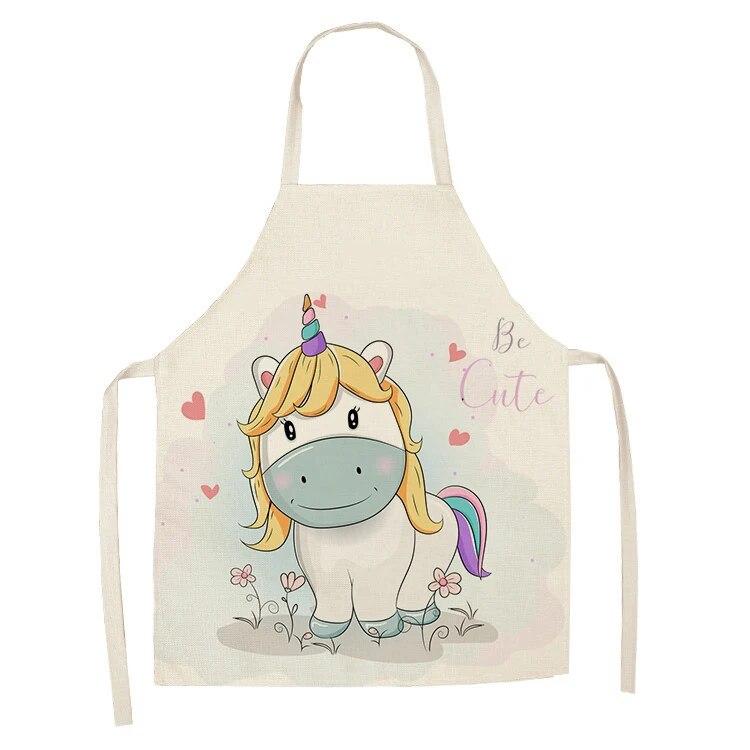 Кухонный фартук с мультяшным единорогом и музыкальным принтом, хлопковый льняной фартук без рукавов для мужчин и женщин, бытовые чистящие средства