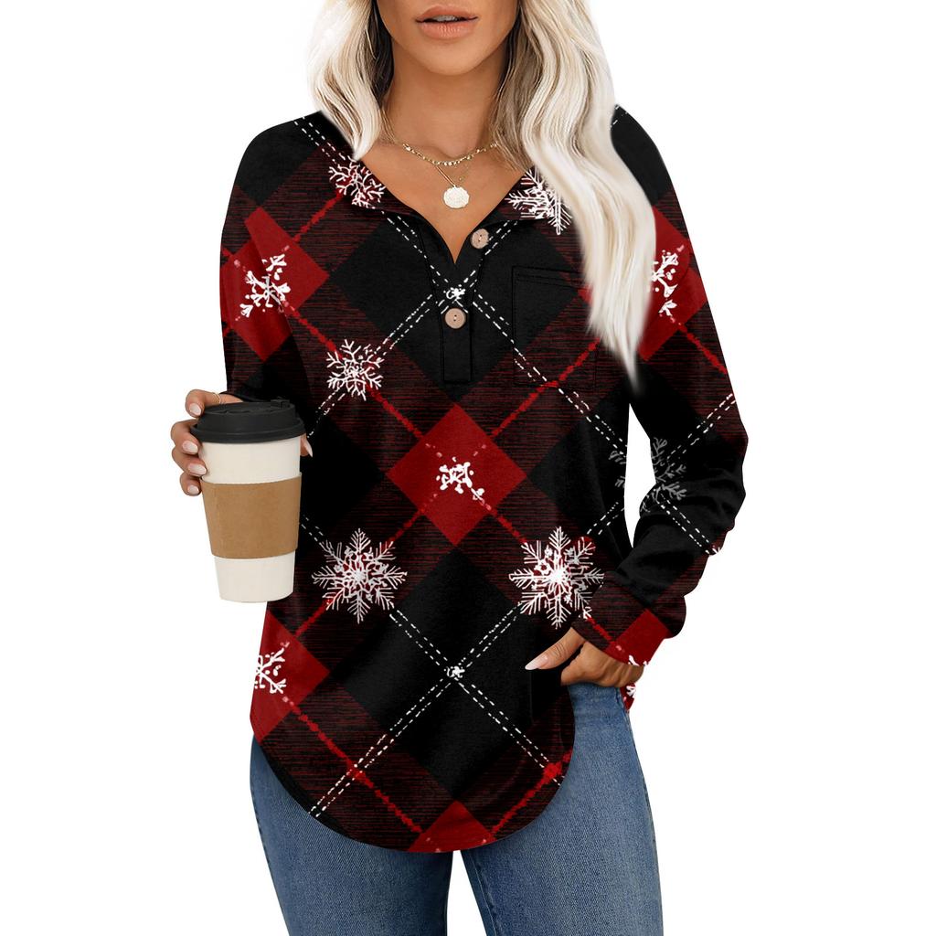 Women's Fashion Long Sleeve Christmas Loose Long Sleeve Casual Top
