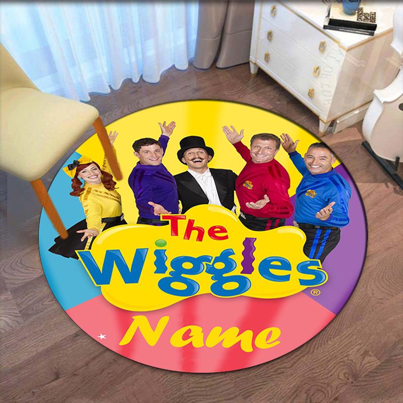 Custom Name The Wiggles Printed Round Rug Carpet Chair Rug Area Rug Entryway Doormats,for Office Chair Living Room Bedroom Kitchen Room.