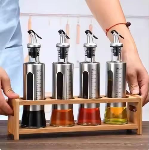 Wooden Spice Jar Rack Kitchen Seasoning Can Storage Rack Oil Bottle Condiment Shelf Spice Jar Stand Kitchen Organizer Holders