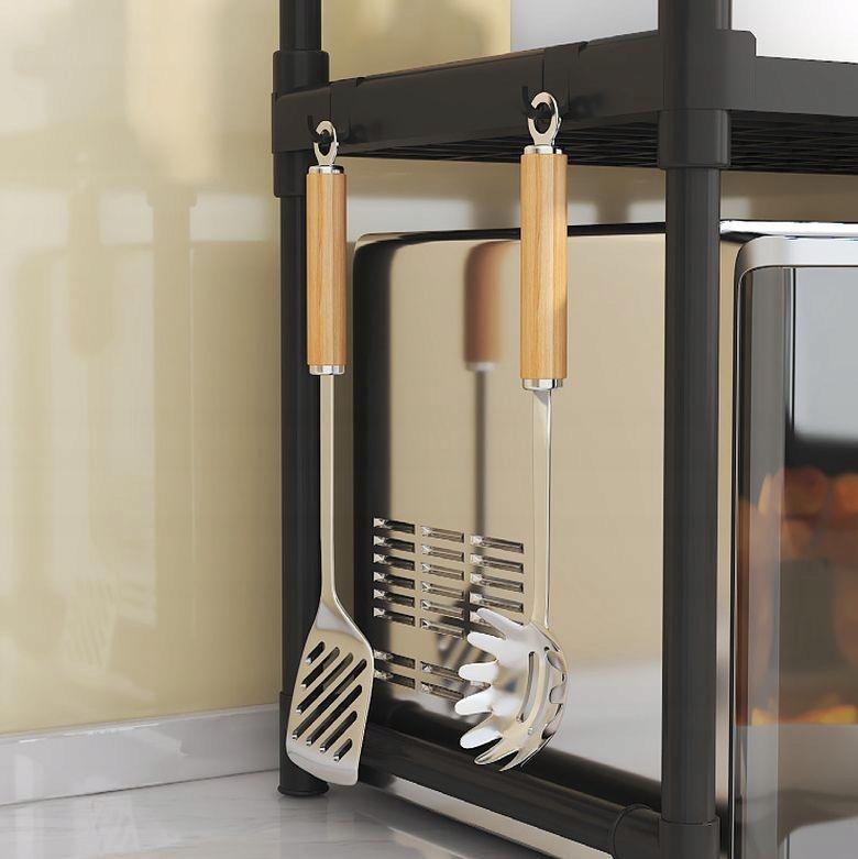 Kitchen Shelf For Microwave Organizer Cabinet Black 2 Levels 48Cm Shelf