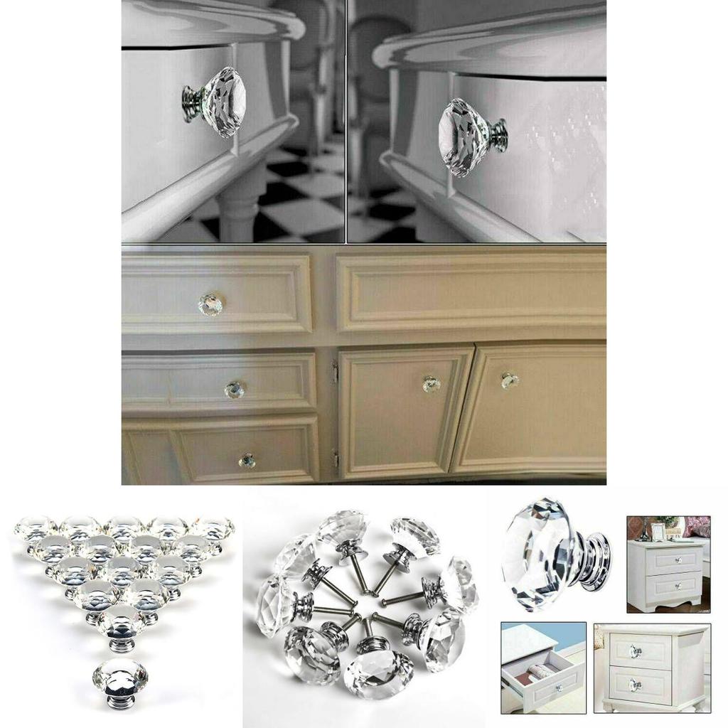 Элегантная 30-мм хрустальная ручка-бриллиант из стекла для дверей и шкафов 1 шт.