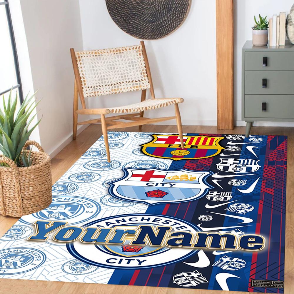 Manchester City Customized Name Carpet Suitable for Outdoor Kitchen Study room Playrooms Antislip Carpet Anime Office Decor Birthday/Christmas Gift