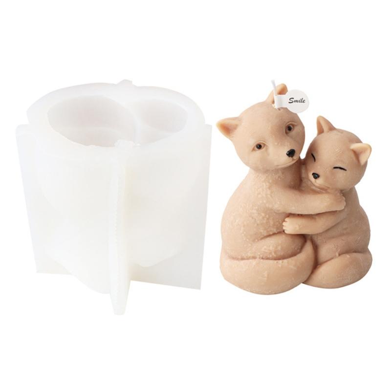 Форма для ароматерапии свечей в виде лисы-обнимашки, ароматизированные свечи в форме медведя, силиконовая форма, формы для ароматерапии из смолы, формы для брелоков своими руками