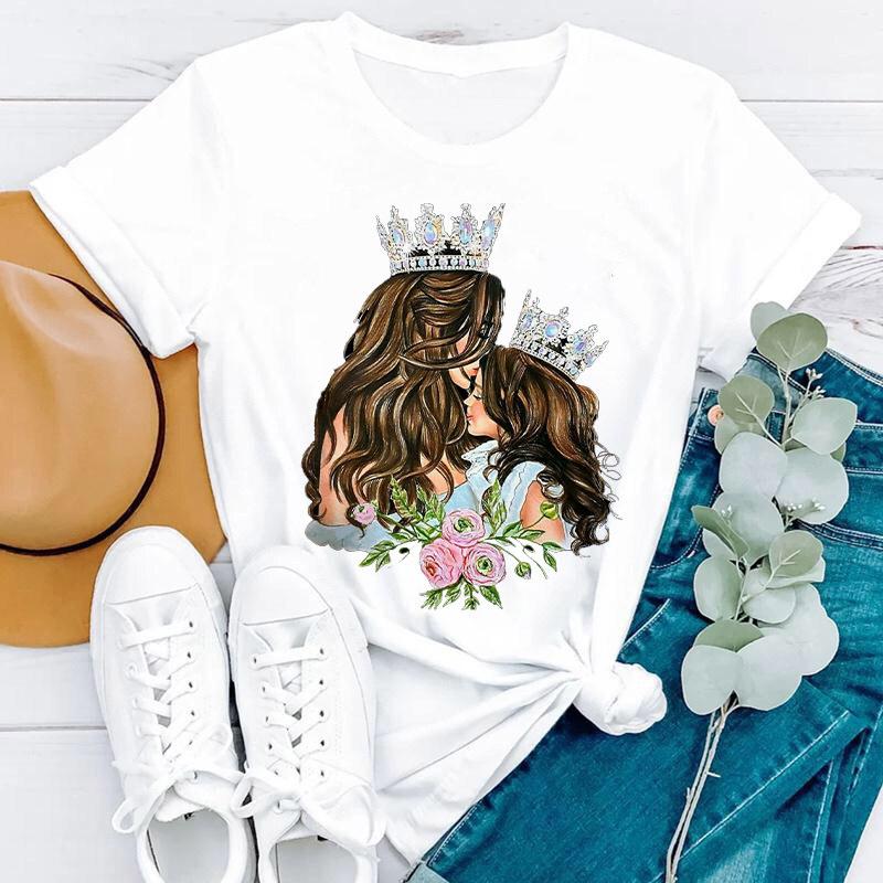 Простая женская одежда больших размеров с принтом на тему Дня матери, стильные женские футболки из чистого хлопка с круглым вырезом и короткими рукавами