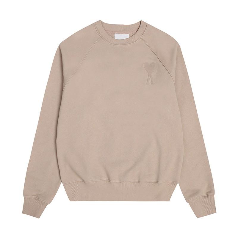 Soft Cotton Oversized Crewneck Sweatshirt With Small Heart Embroidery Pastel Colors Long Sleeve Fall Winter Casual Wear