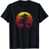 Bonsai Tree Japanese Zen Buddhist Tree Retro Sunset T-Shirt