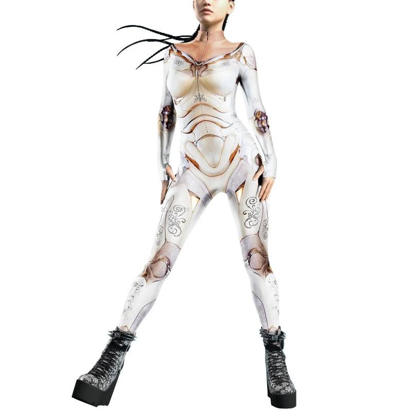 Women's Bodysuit Role Play Robot Adult Costume Colorful Texture Print Bodysuit Clothing Halloween Carnival Costume 2025
