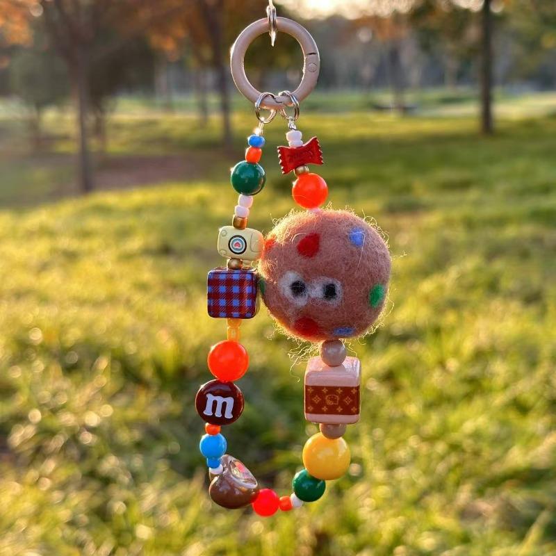 Mobile Phone Chain Wool Felt Plush Pendant Girl Toast Bread Pendant Ccd Camera Bag Pendant